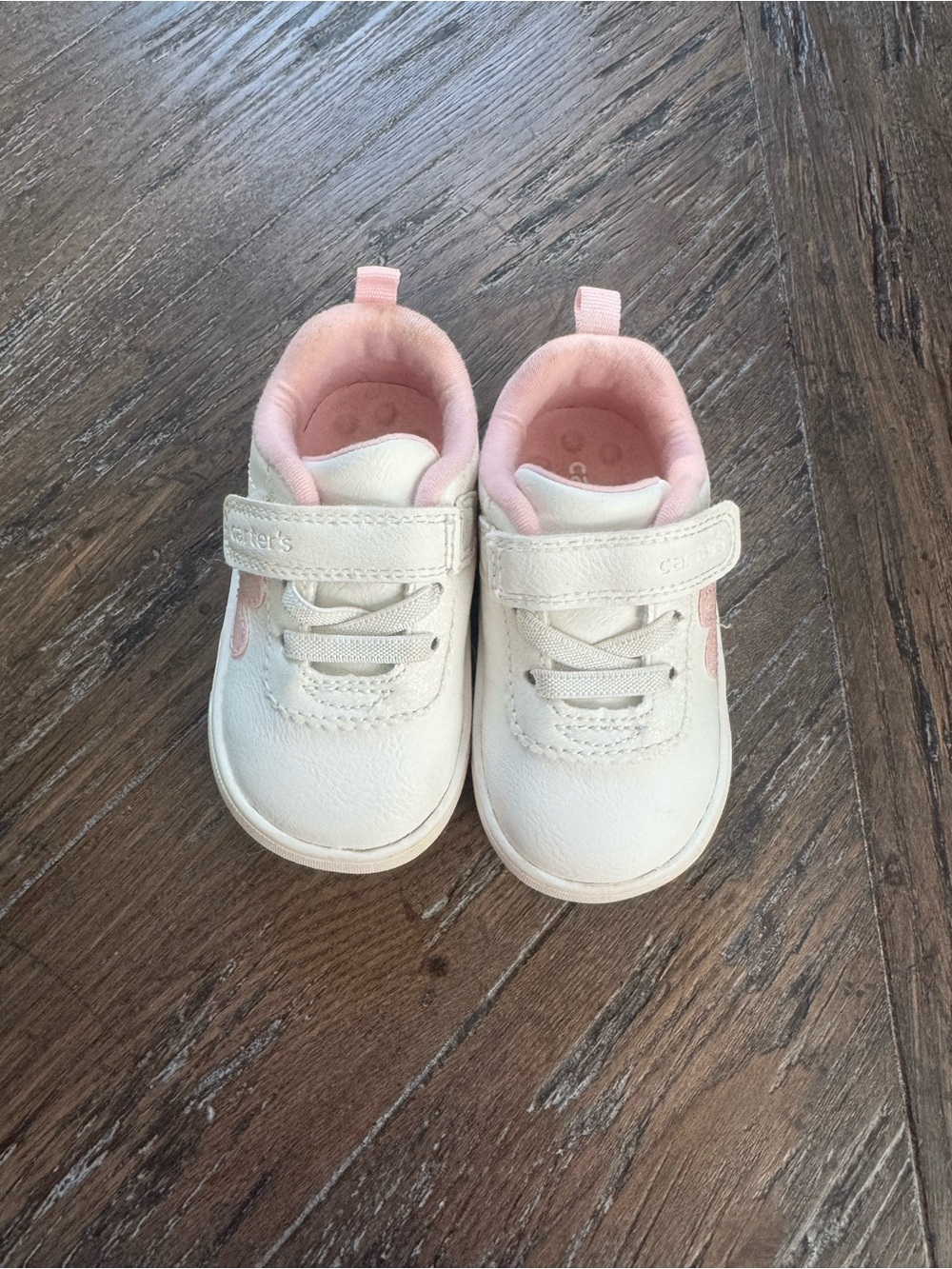 Carter's White and Pink Toddler Sneakers with Glitter Heart - Picture 2 of 2